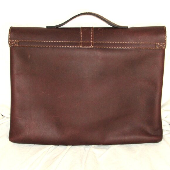 Pad & Quill Luxury Laptop Bag Mahogany Brown Leather Messenger Flap Portfolio - Picture 3 of 7
